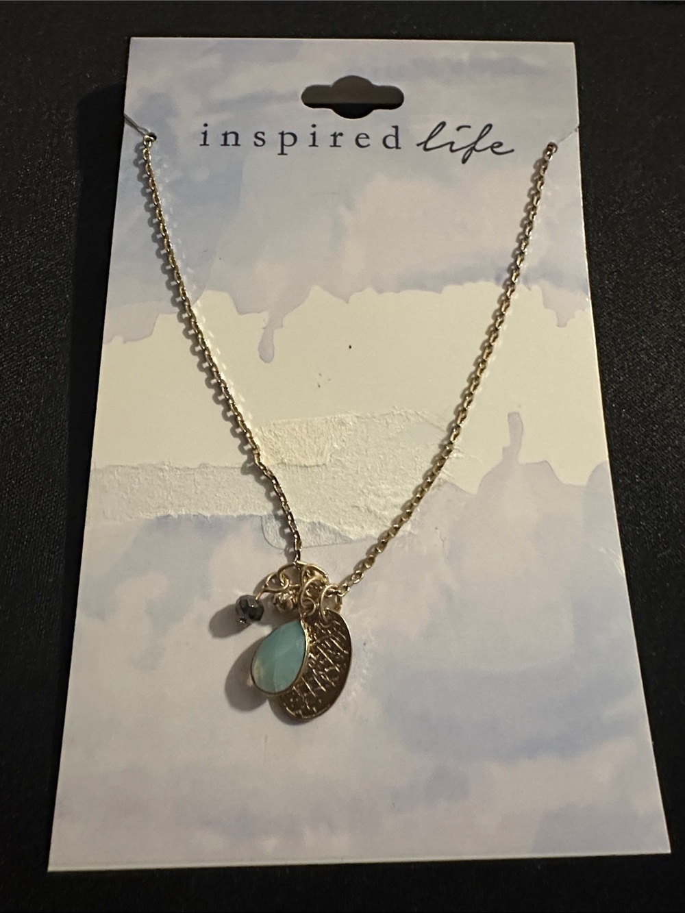 Inspired Life Gold Necklace with Turquoise Charm
#115